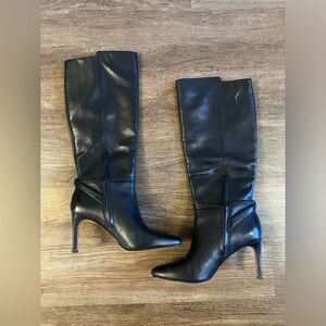 Banana Republic Tall High Heel‎ Black Leather Boot Women Size 10.5 EUC